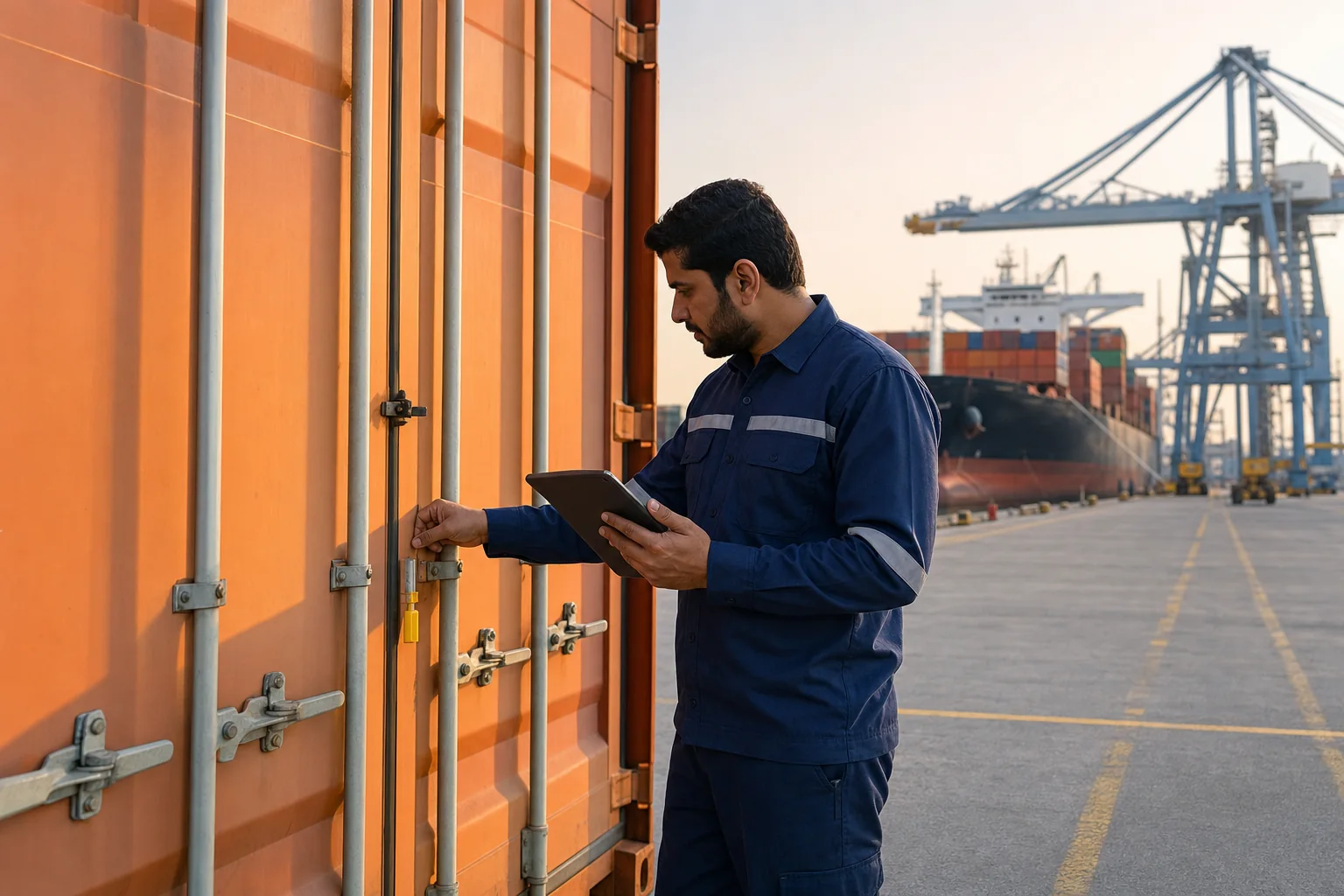 FCL container inspection at a Dubai cargo terminal