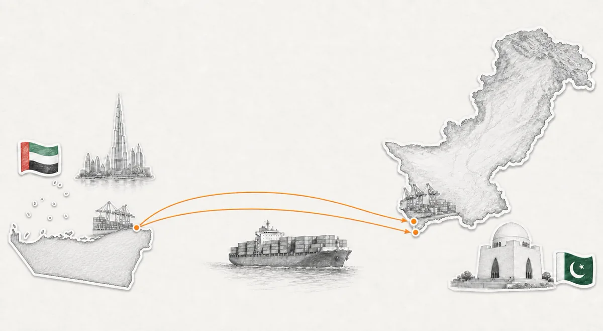 Shipping routes from Dubai to Pakistan through Karachi